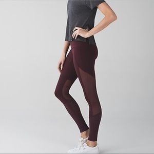 Lululemon High-Waisted Maroon and Mesh Legging